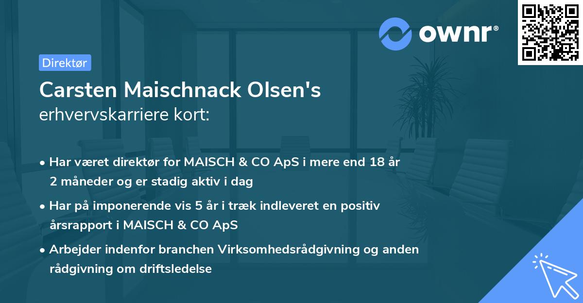 Carsten Maischnack Olsen's erhvervskarriere kort