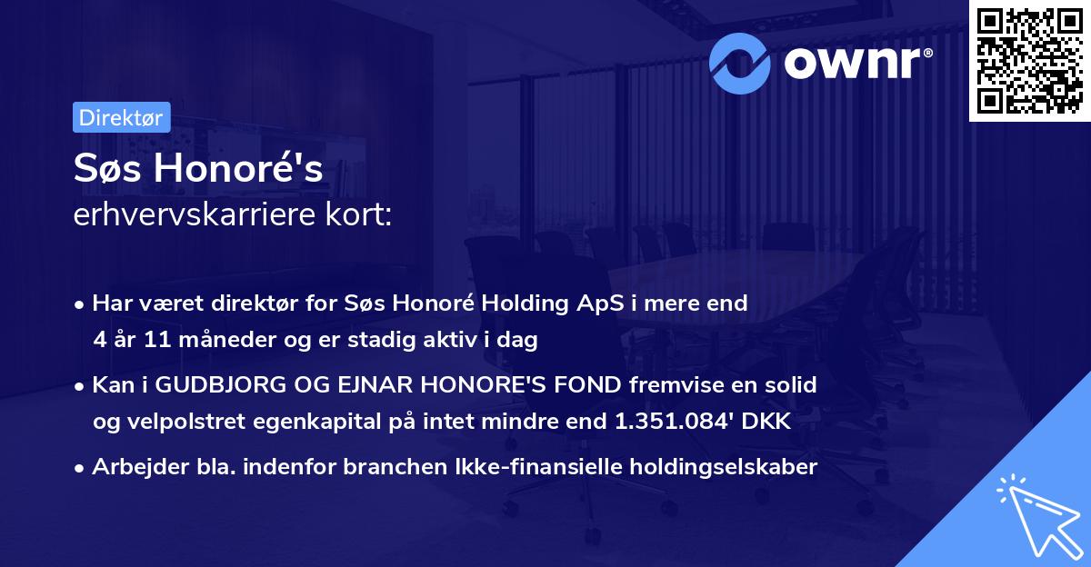Søs Honoré's erhvervskarriere kort
