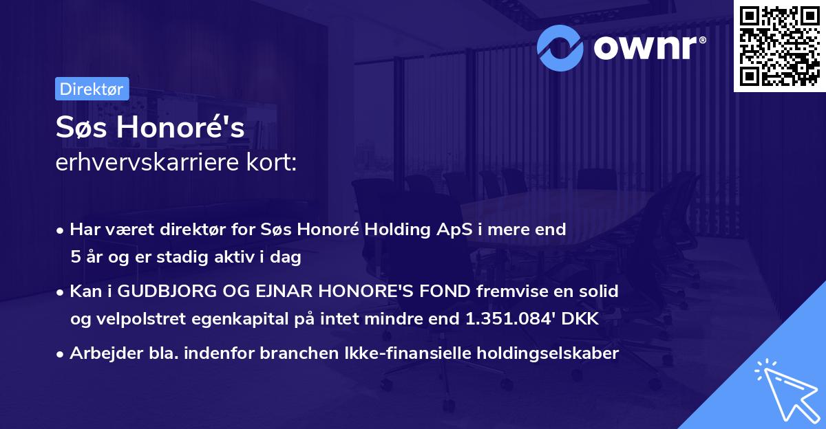 Søs Honoré's erhvervskarriere kort
