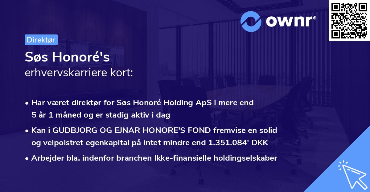Søs Honoré's erhvervskarriere kort