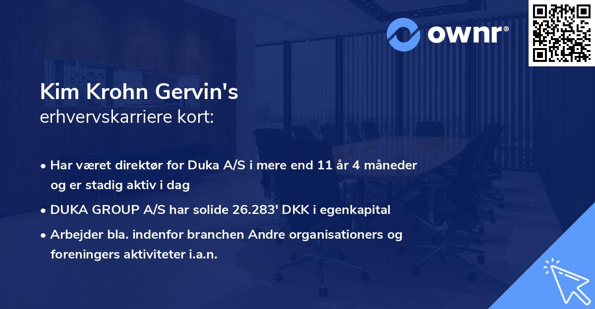 Kim Krohn Gervin's erhvervskarriere kort