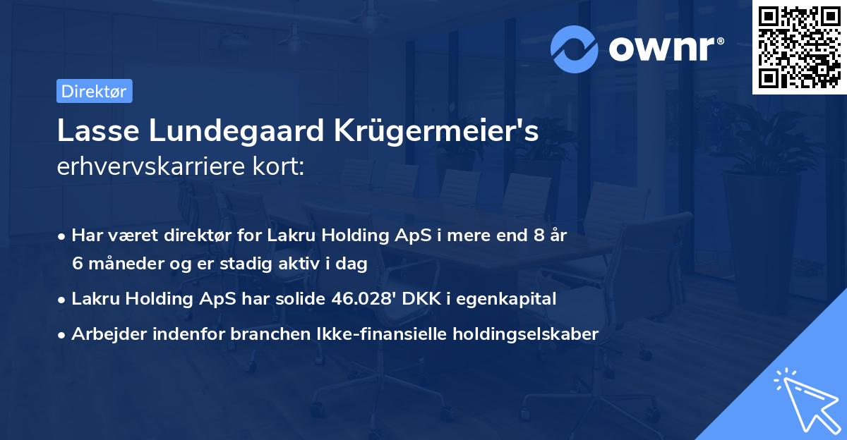 Lasse Lundegaard Krügermeier's erhvervskarriere kort