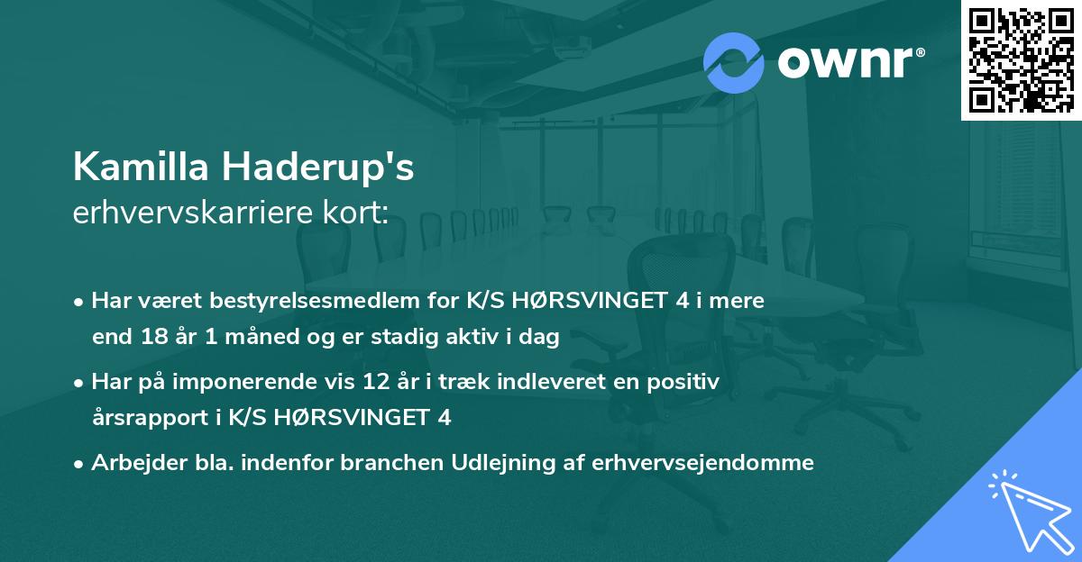 Kamilla Haderup's erhvervskarriere kort