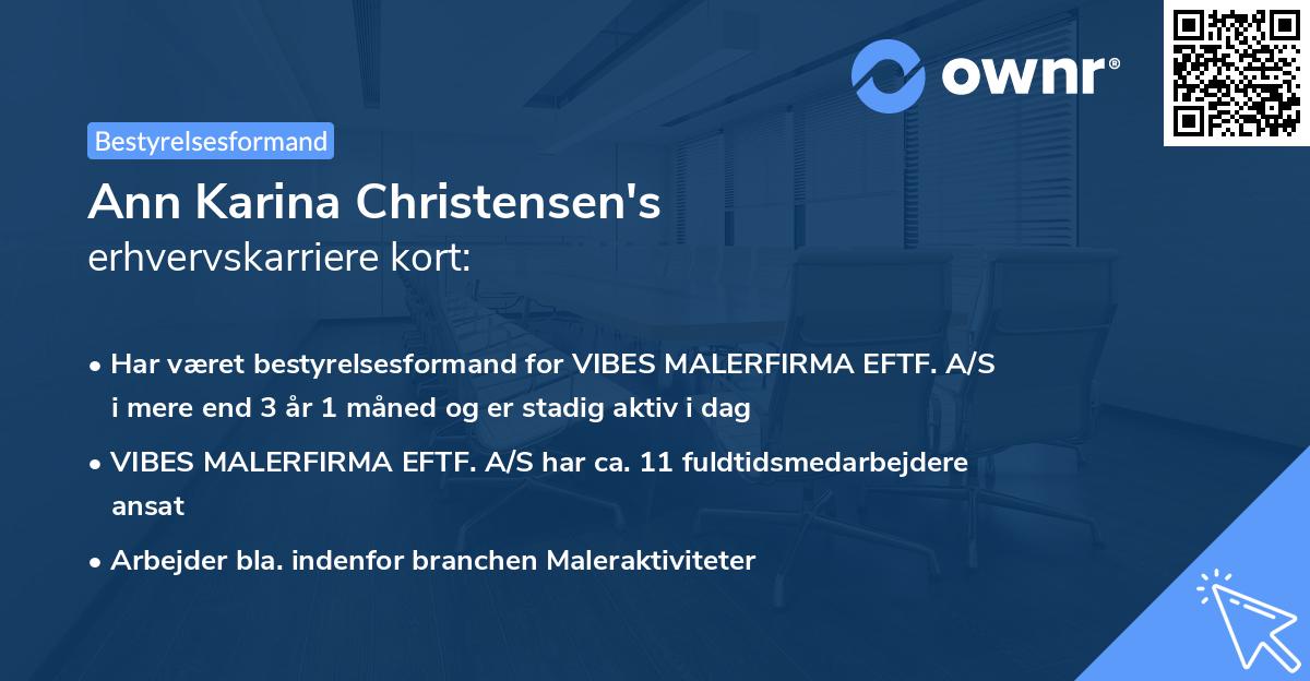 Ann Karina Christensen's erhvervskarriere kort