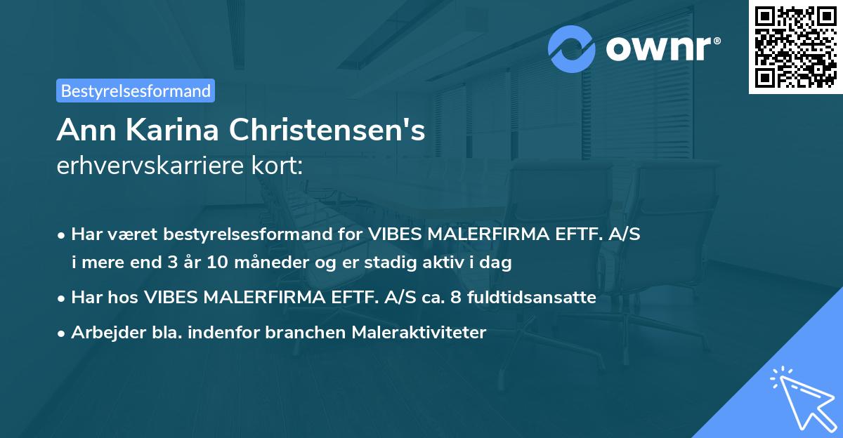 Ann Karina Christensen's erhvervskarriere kort