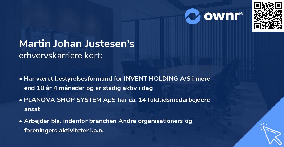 Martin Johan Justesen's erhvervskarriere kort