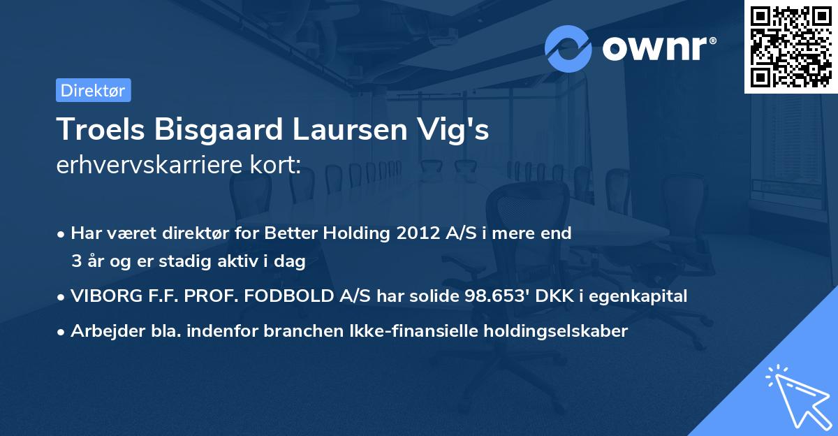 Troels Bisgaard Laursen Vig's erhvervskarriere kort
