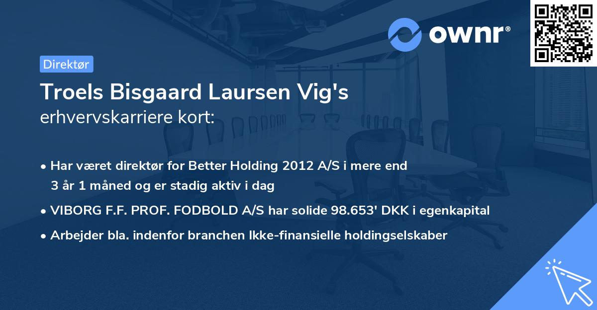 Troels Bisgaard Laursen Vig's erhvervskarriere kort