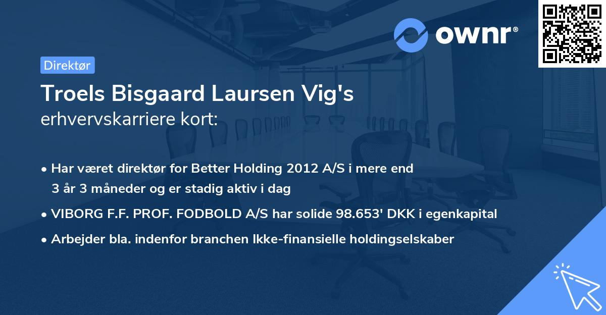 Troels Bisgaard Laursen Vig's erhvervskarriere kort