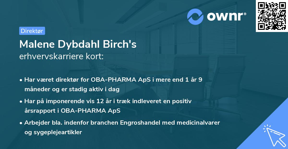 Malene Dybdahl Birch's erhvervskarriere kort