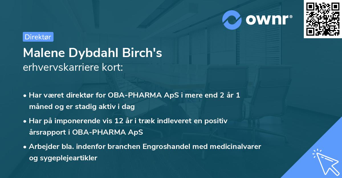 Malene Dybdahl Birch's erhvervskarriere kort