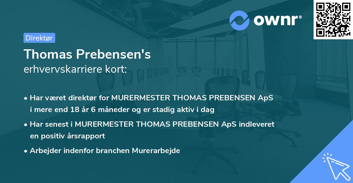 Thomas Prebensen's erhvervskarriere kort
