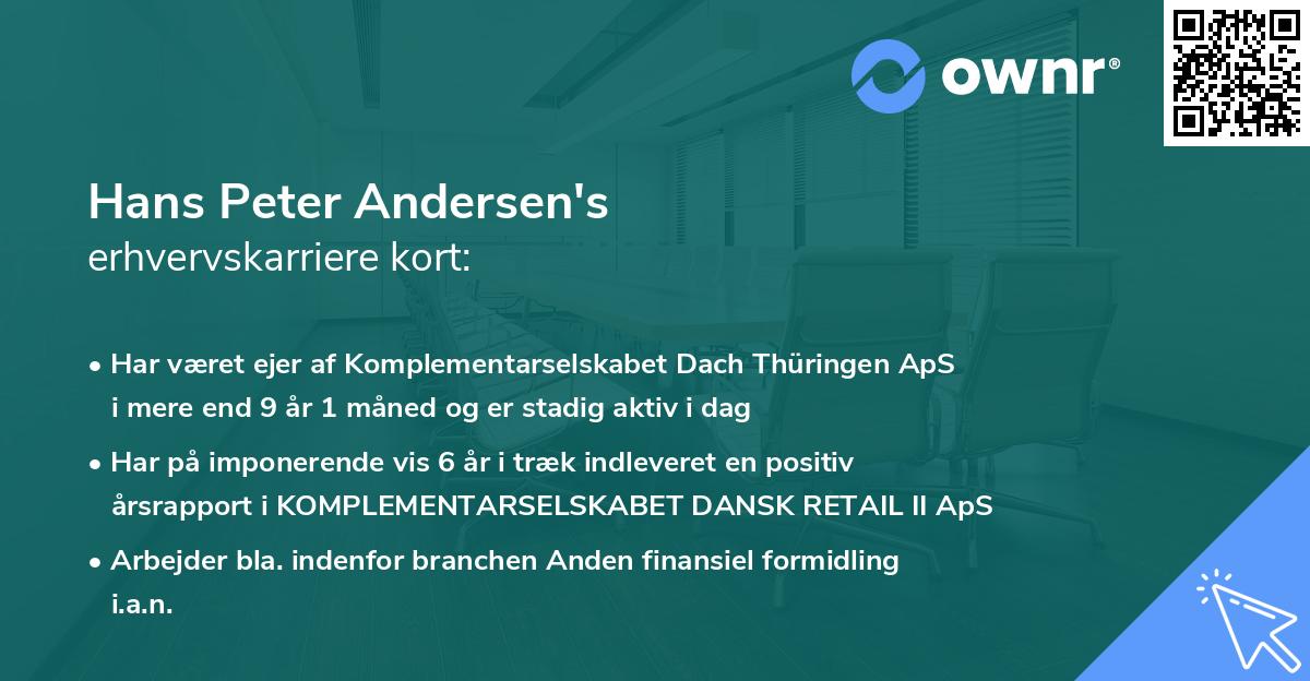Hans Peter Andersen's erhvervskarriere kort