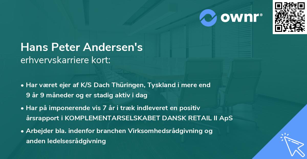 Hans Peter Andersen's erhvervskarriere kort
