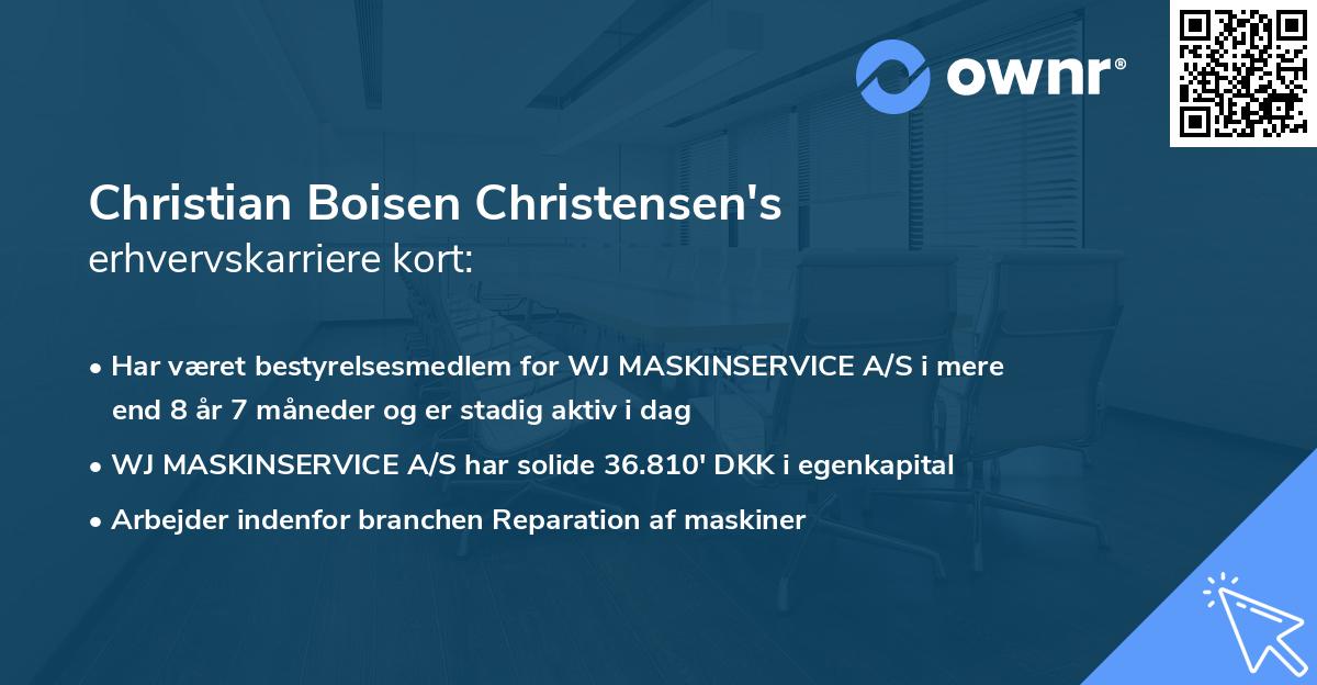 Christian Boisen Christensen's erhvervskarriere kort