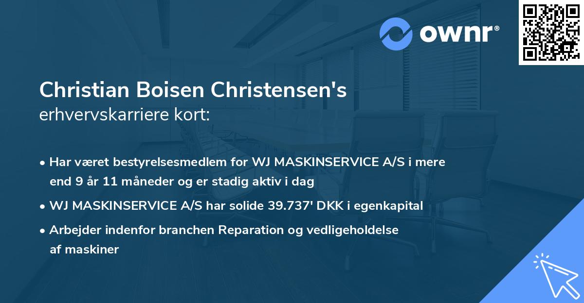 Christian Boisen Christensen's erhvervskarriere kort