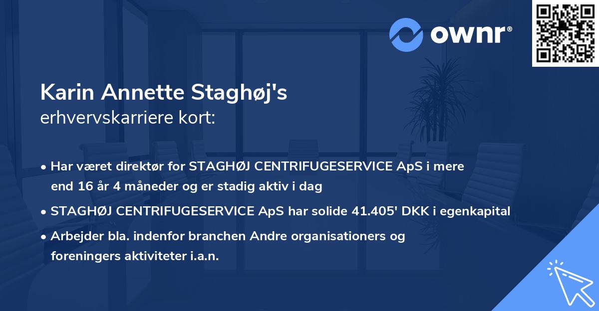 Karin Annette Staghøj's erhvervskarriere kort