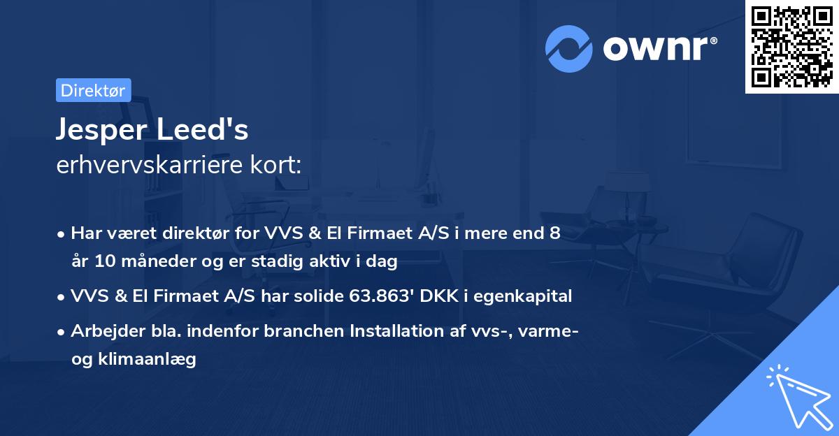Jesper Leed's erhvervskarriere kort