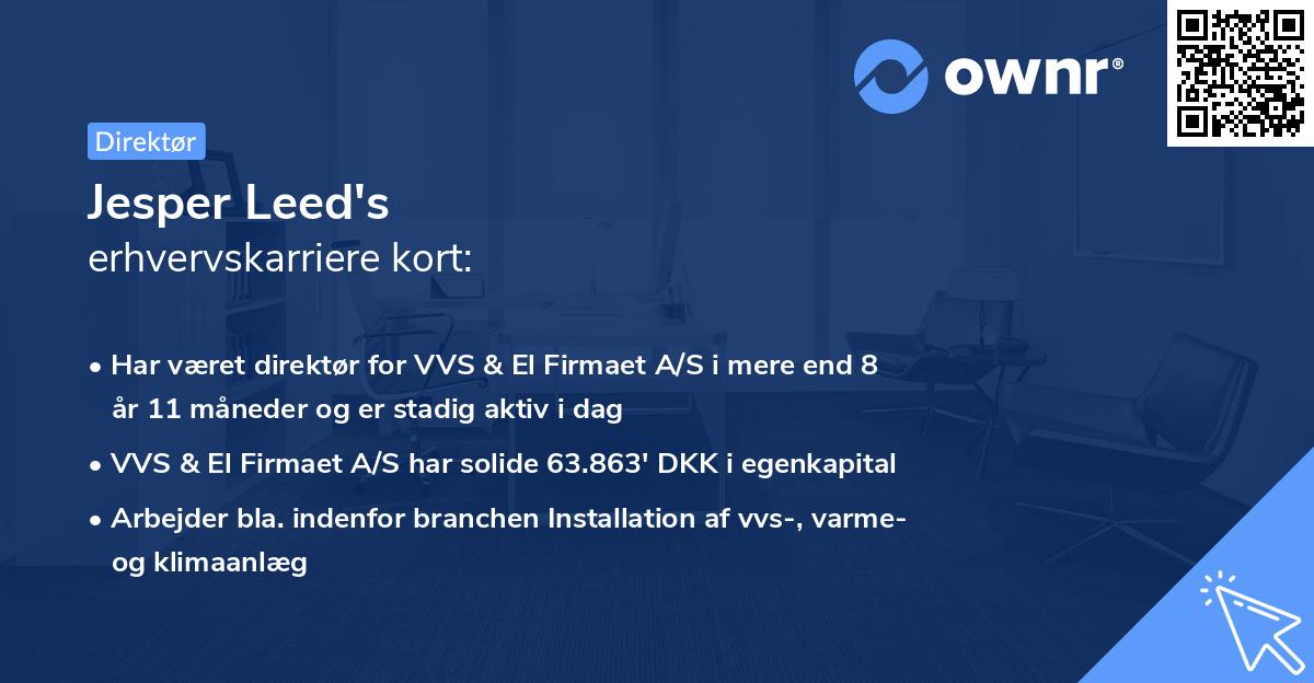 Jesper Leed's erhvervskarriere kort
