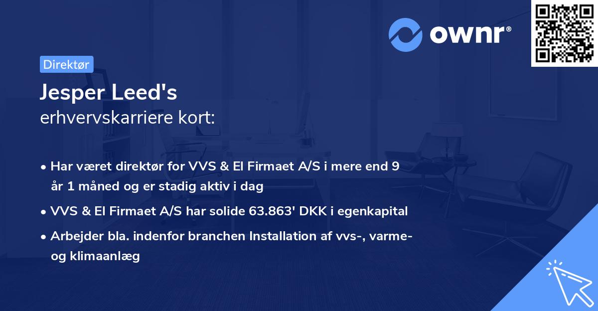 Jesper Leed's erhvervskarriere kort