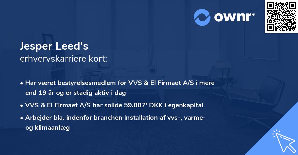 Jesper Leed's erhvervskarriere kort