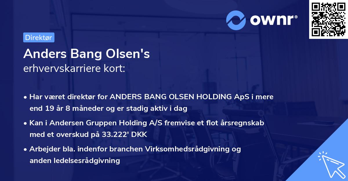 Anders Bang Olsen's erhvervskarriere kort