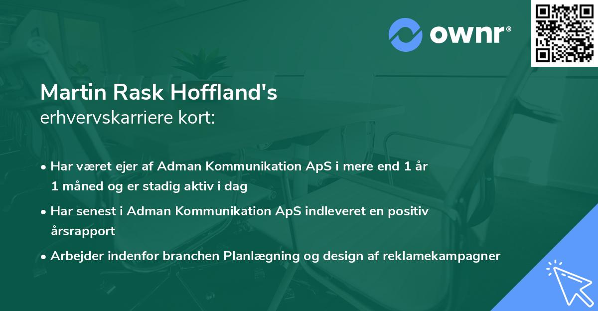 Martin Rask Hoffland's erhvervskarriere kort
