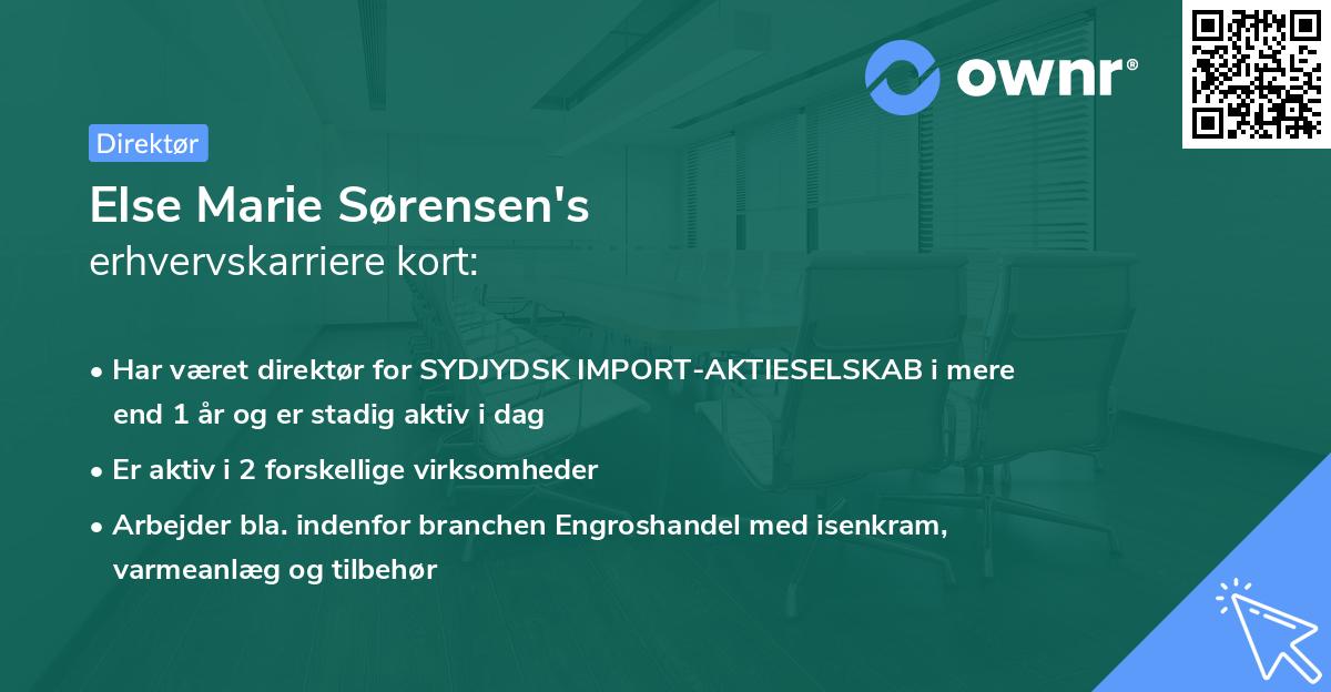 Else Marie Sørensen's erhvervskarriere kort