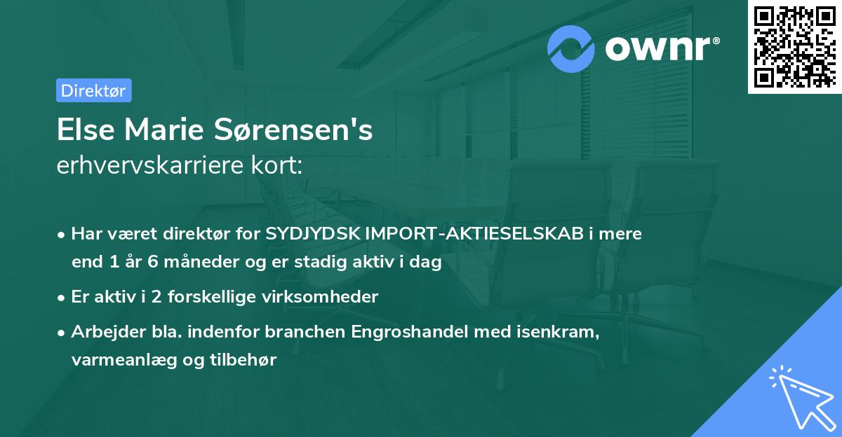 Else Marie Sørensen's erhvervskarriere kort