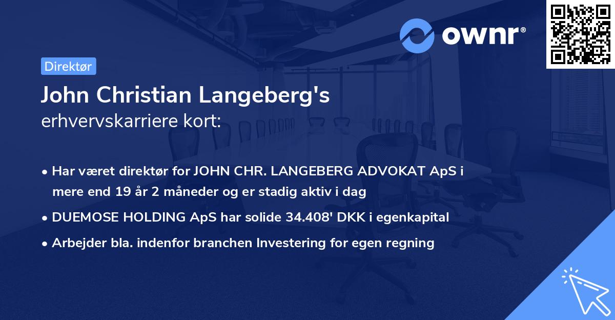 John Christian Langeberg's erhvervskarriere kort