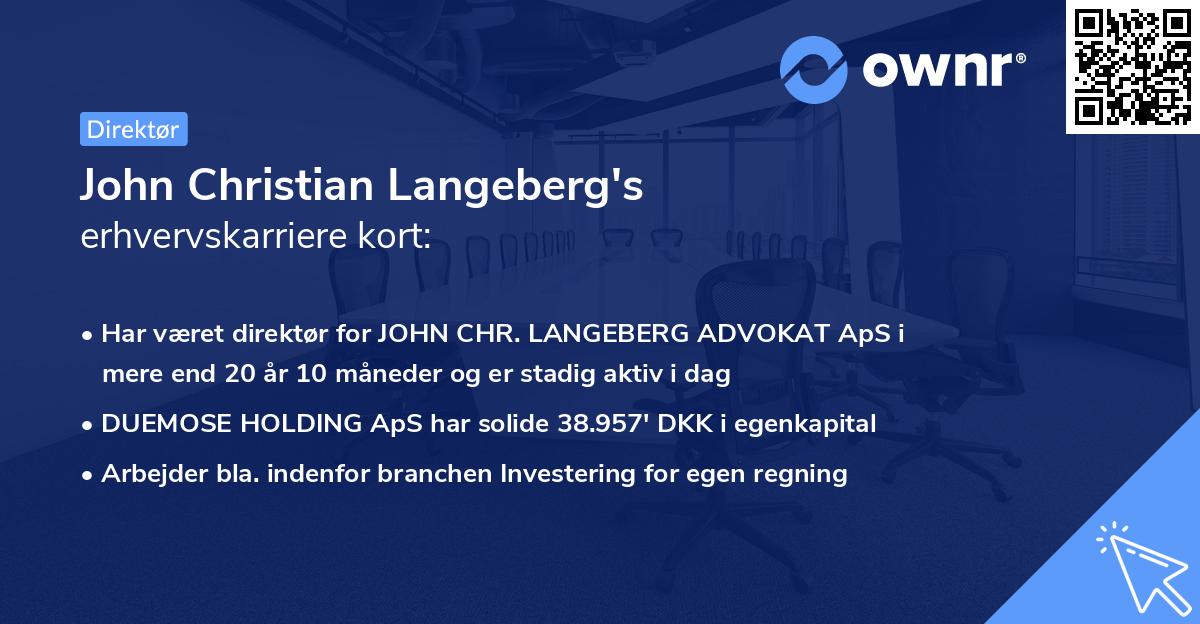 John Christian Langeberg's erhvervskarriere kort