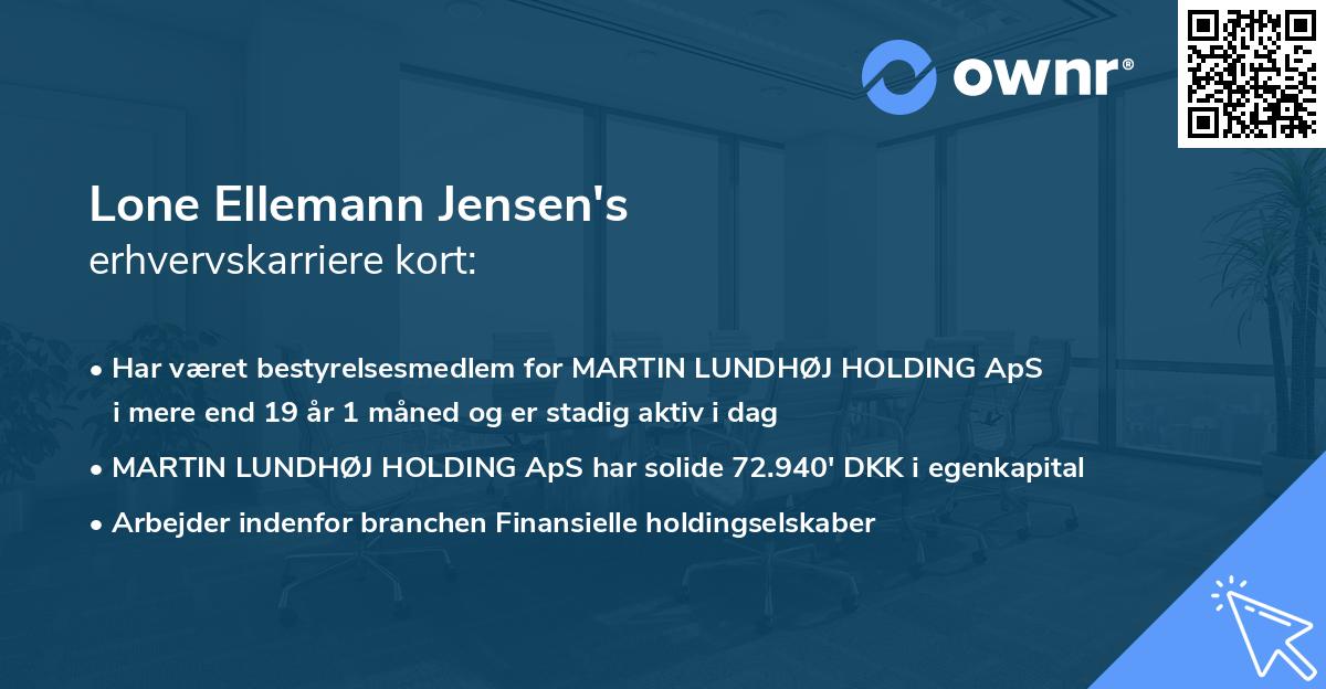 Lone Ellemann Jensen's erhvervskarriere kort