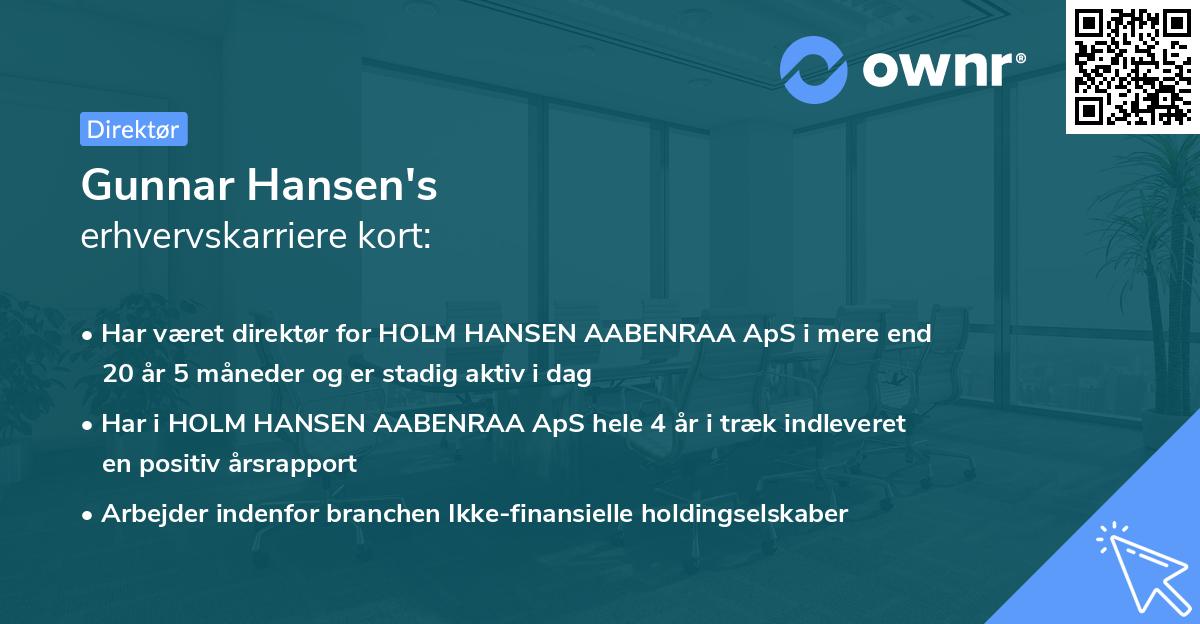 Gunnar Hansen's erhvervskarriere kort