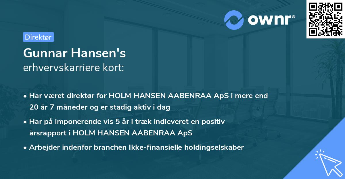Gunnar Hansen's erhvervskarriere kort