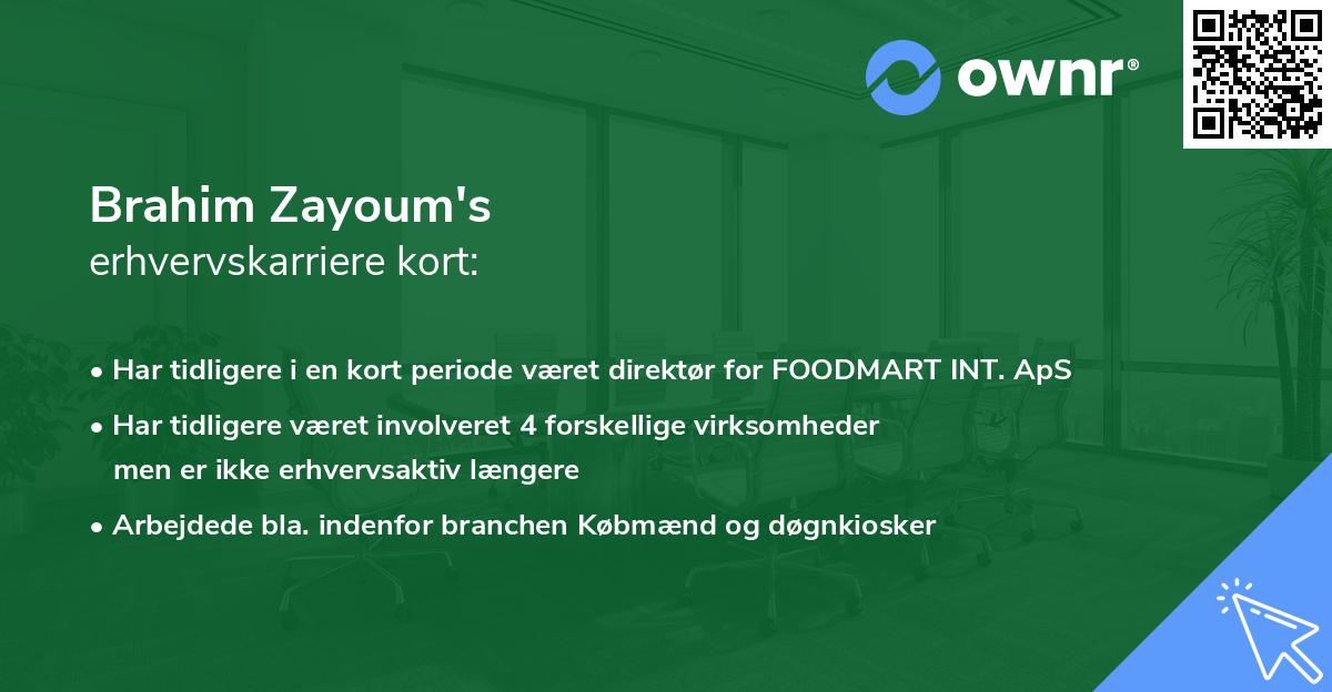Brahim Zayoum's erhvervskarriere kort