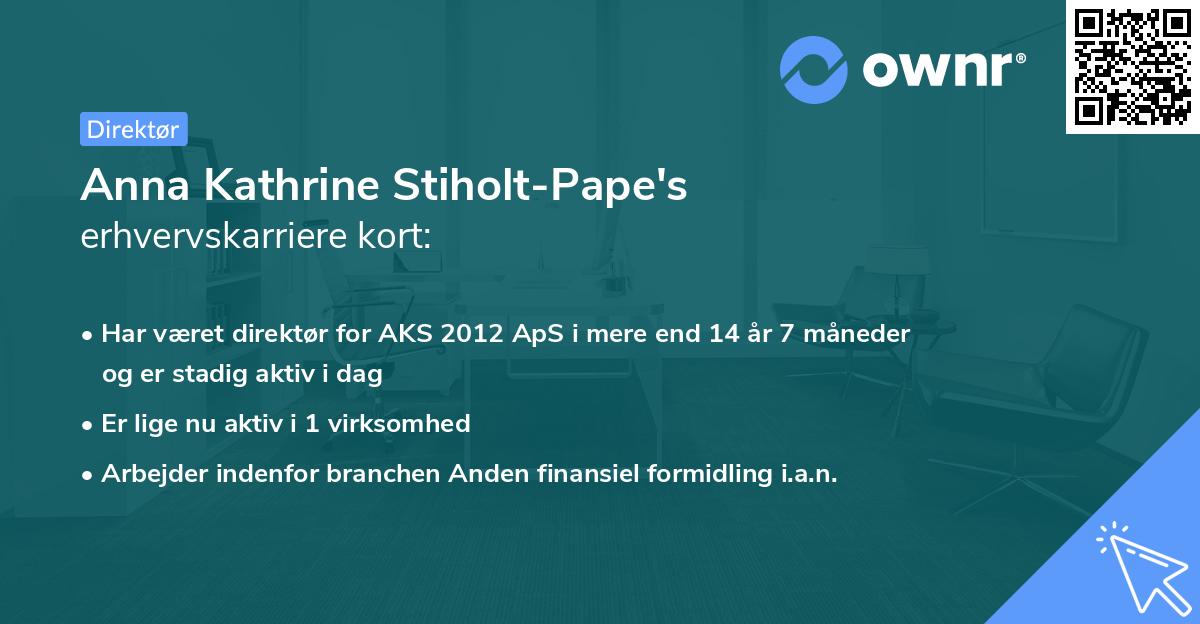 Anna Kathrine Stiholt-Pape's erhvervskarriere kort