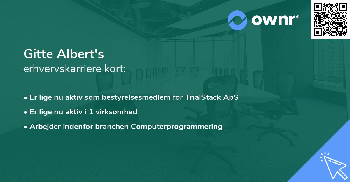 Gitte Albert's erhvervskarriere kort