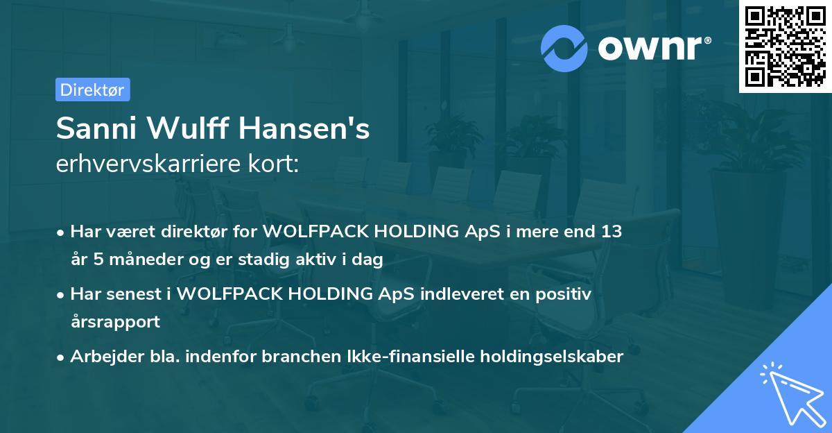 Sanni Wulff Hansen's erhvervskarriere kort