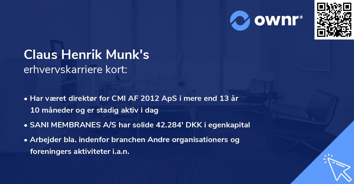 Claus Henrik Munk's erhvervskarriere kort