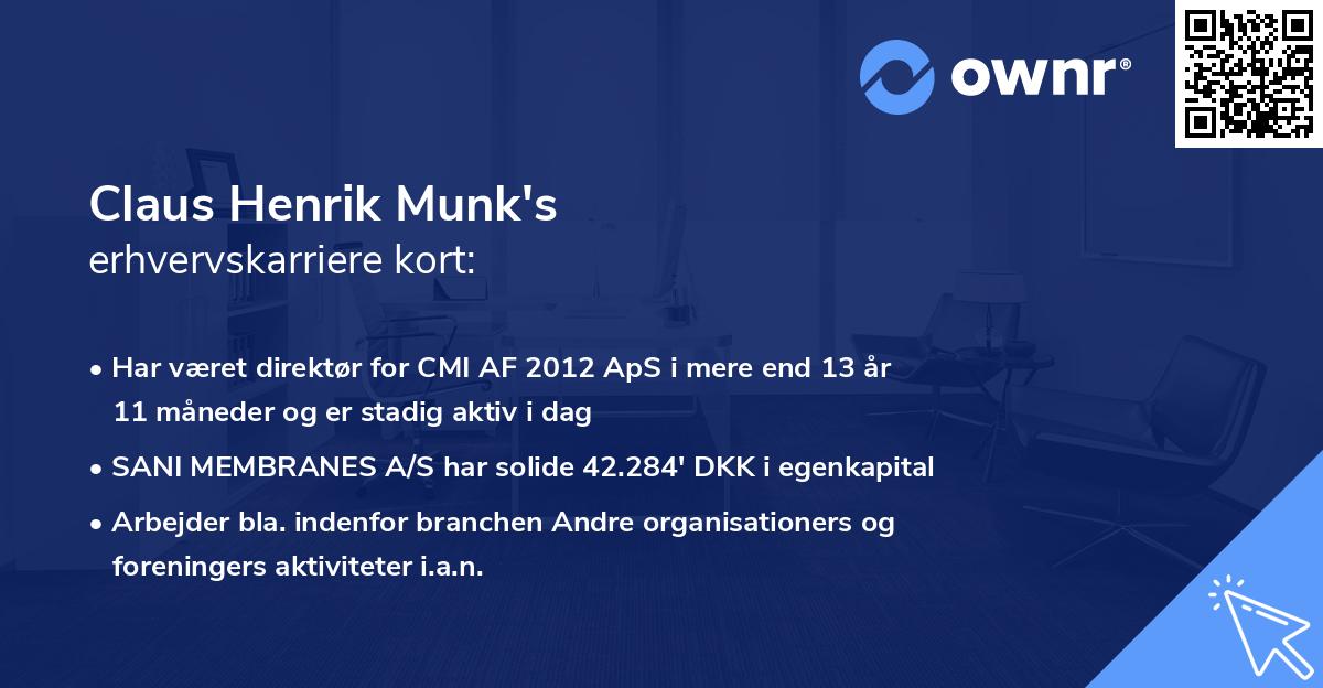 Claus Henrik Munk's erhvervskarriere kort