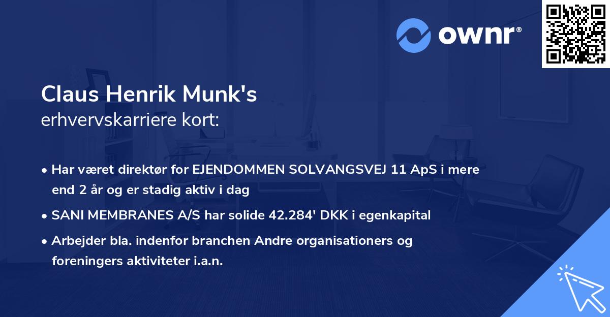 Claus Henrik Munk's erhvervskarriere kort