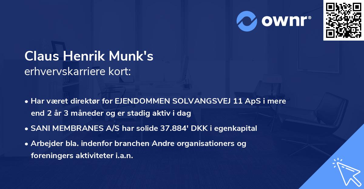 Claus Henrik Munk's erhvervskarriere kort