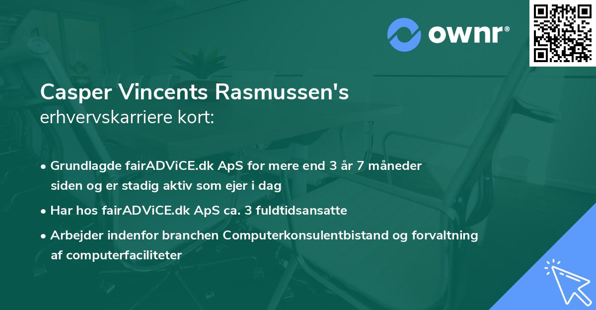 Casper Vincents Rasmussen's erhvervskarriere kort