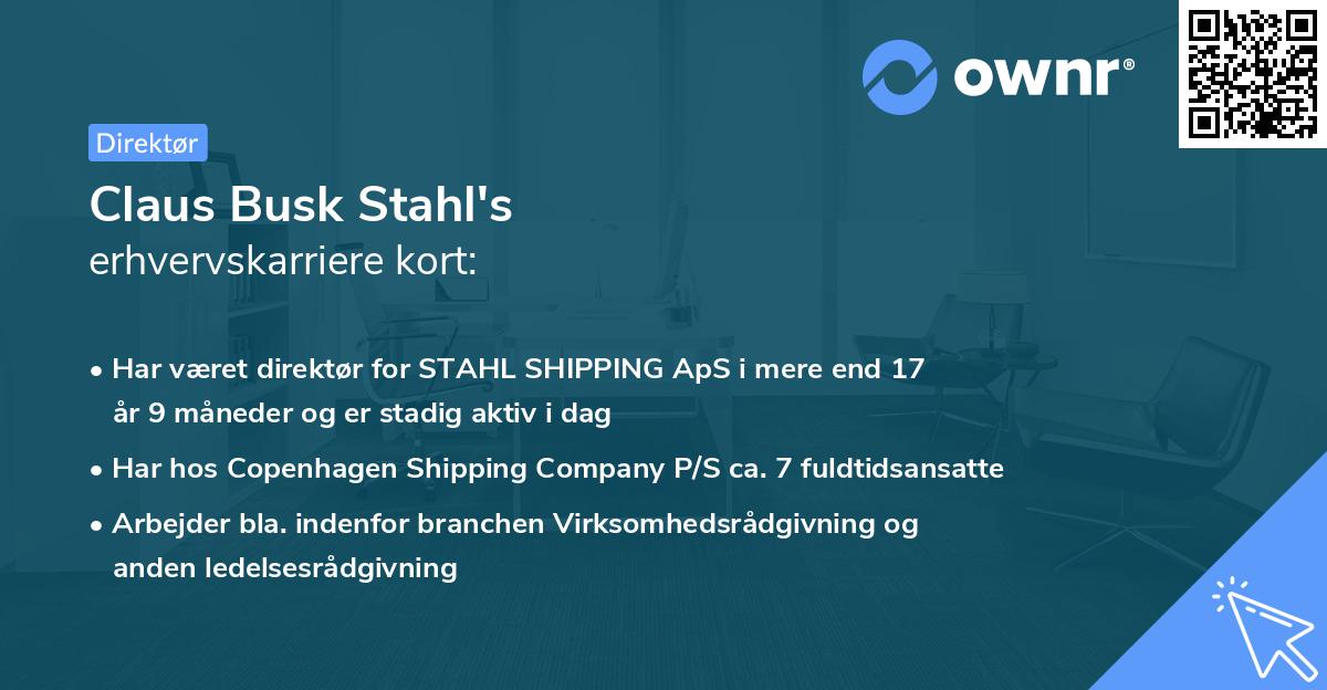 Claus Busk Stahl's erhvervskarriere kort