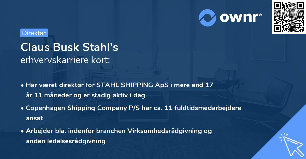 Claus Busk Stahl's erhvervskarriere kort