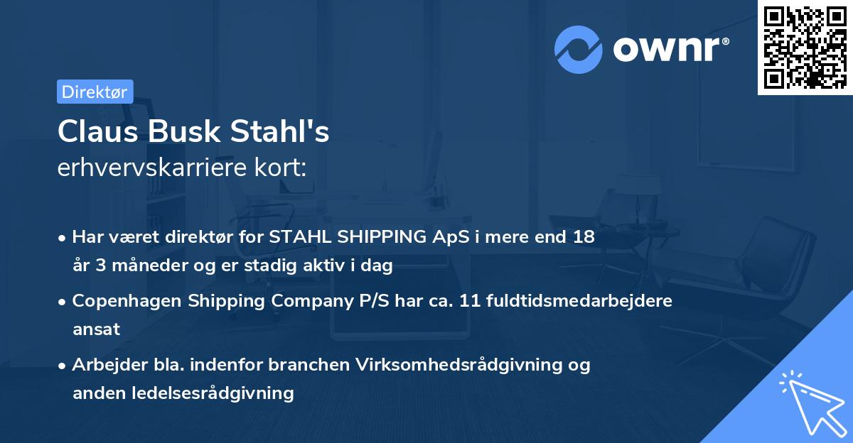 Claus Busk Stahl's erhvervskarriere kort