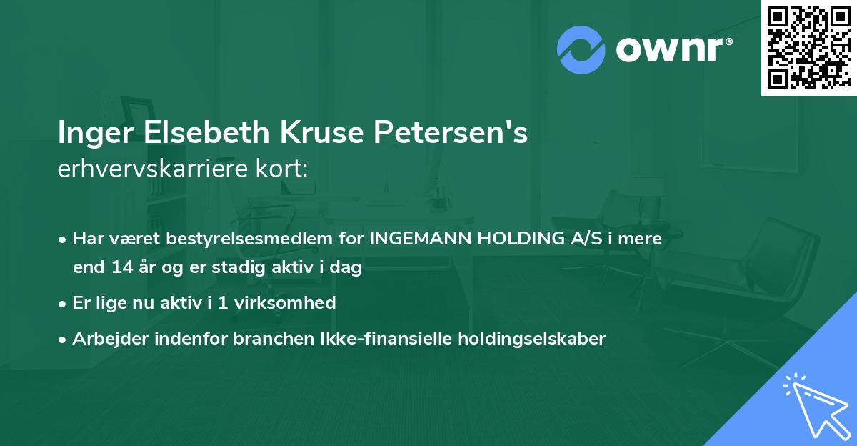 Inger Elsebeth Kruse Petersen's erhvervskarriere kort
