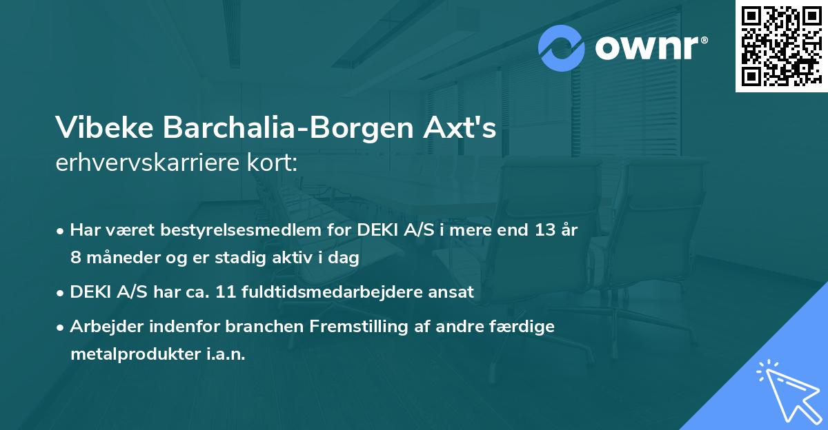 Vibeke Barchalia-Borgen Axt's erhvervskarriere kort