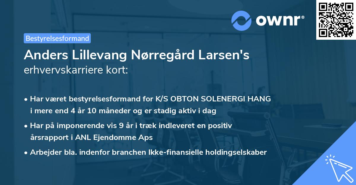 Anders Lillevang Nørregård Larsen's erhvervskarriere kort
