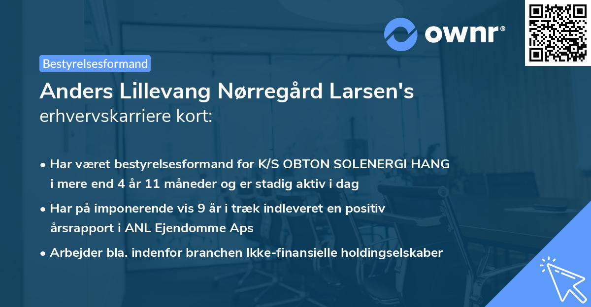 Anders Lillevang Nørregård Larsen's erhvervskarriere kort